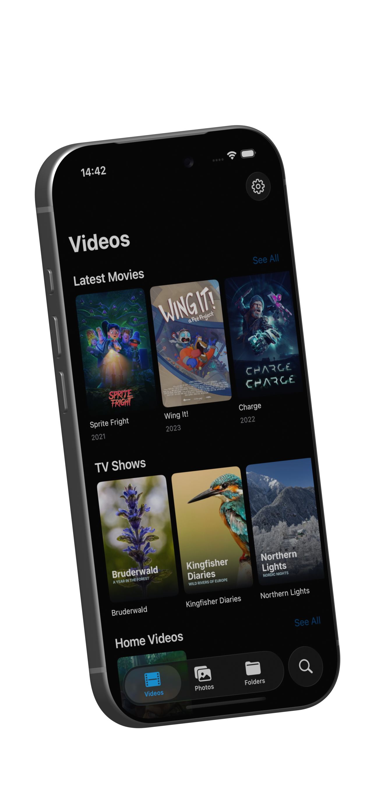 Vidi library of movies and TV shows on iPhone